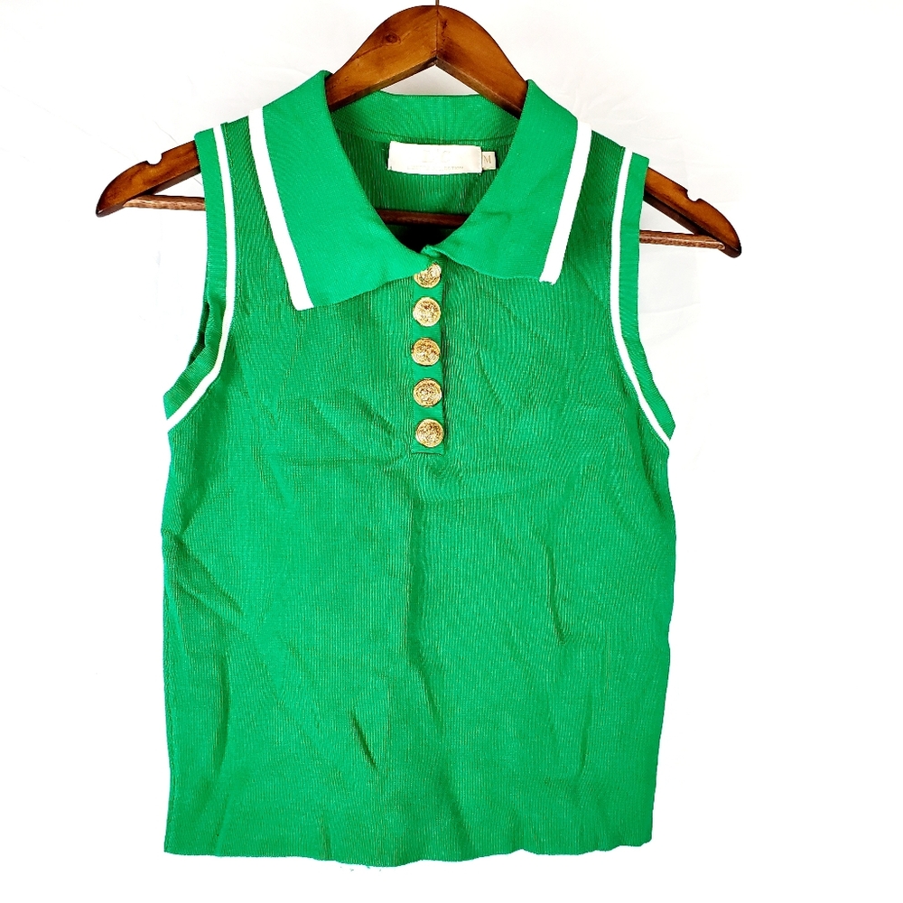 Lizette Collection Kelly Green Knit‎ Polo Tank Top